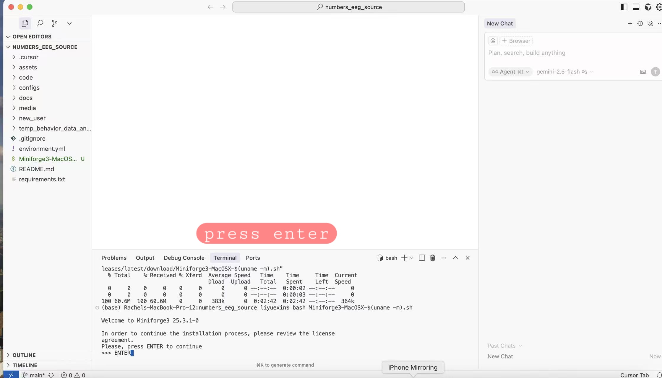 Miniforge welcome - press enter