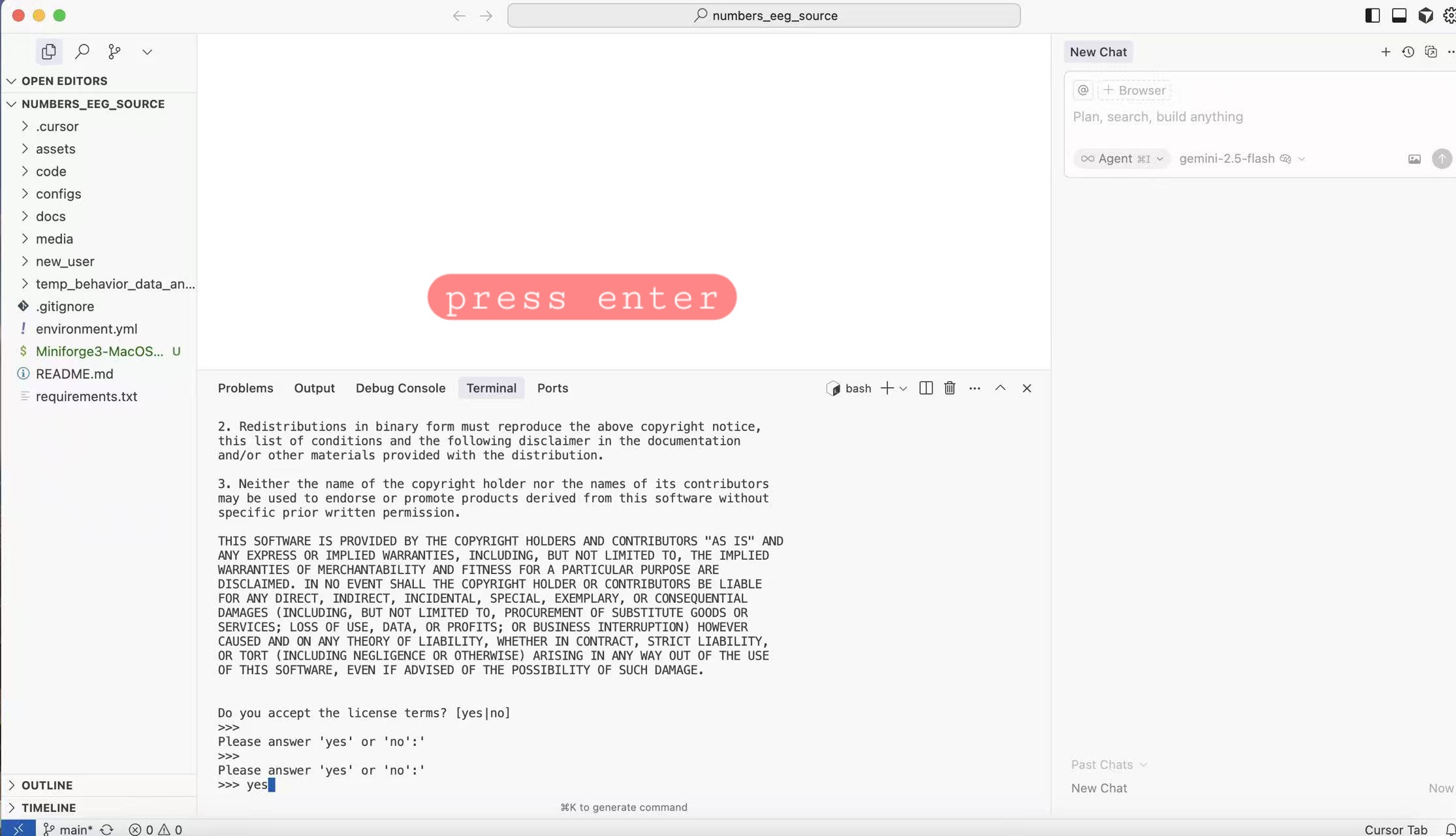 Accept license - type yes