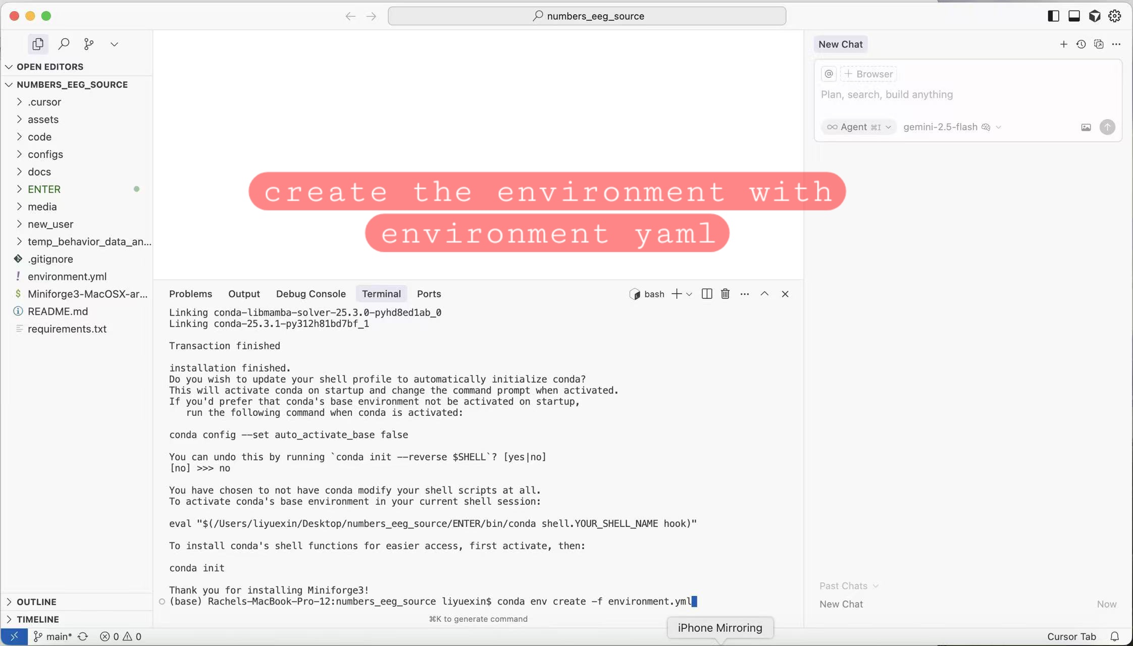 Creating environment from environment.yml